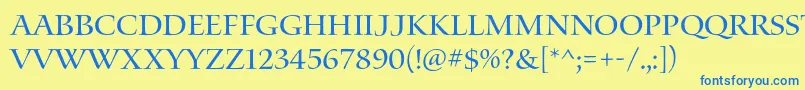 Czcionka WaterstitlingproRg – niebieskie czcionki na żółtym tle