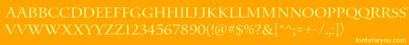 WaterstitlingproRg-fontti – keltaiset fontit oranssilla taustalla