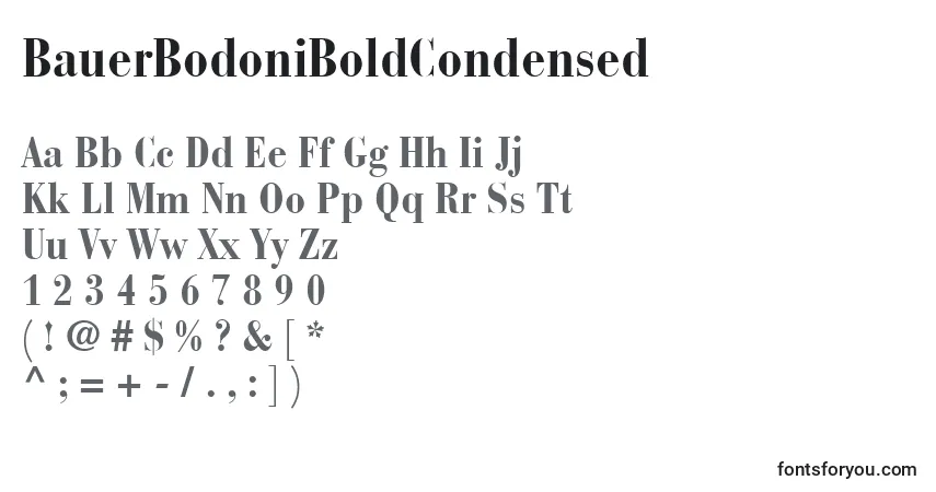 Czcionka BauerBodoniBoldCondensed – alfabet, cyfry, specjalne znaki