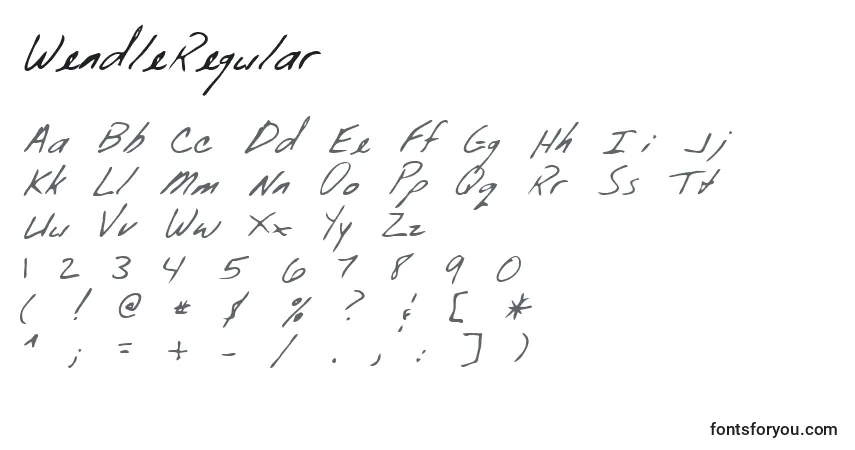 A fonte WendleRegular – alfabeto, números, caracteres especiais
