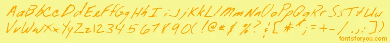 フォントWendleRegular – オレンジの文字が黄色の背景にあります。