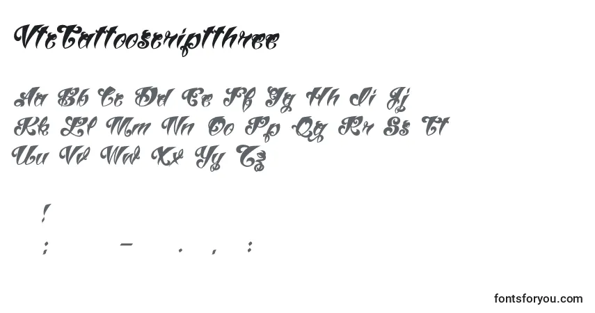 Schriftart VtcTattooscriptthree – Alphabet, Zahlen, spezielle Symbole