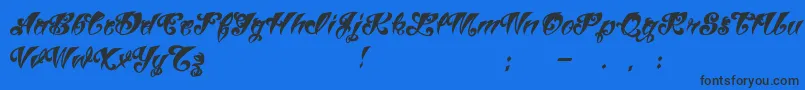VtcTattooscriptthree-Schriftart – Schwarze Schriften auf blauem Hintergrund