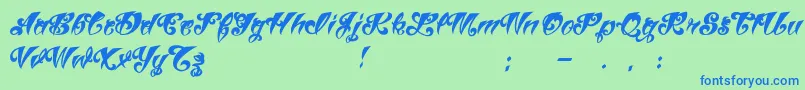 Weitere Informationen zur VtcTattooscriptthree-Schriftart VtcTattooscriptthree-Schriftart – Blaue Schriften auf grünem Hintergrund