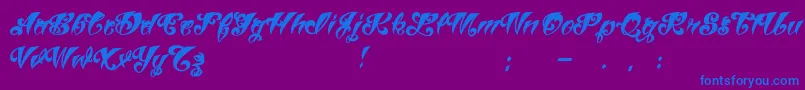 VtcTattooscriptthree-Schriftart – Blaue Schriften auf violettem Hintergrund