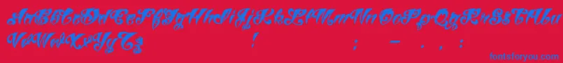 VtcTattooscriptthree-Schriftart – Blaue Schriften auf rotem Hintergrund