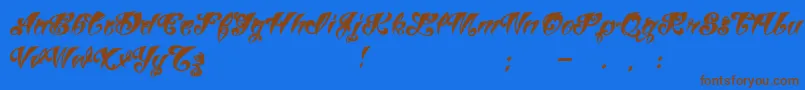 VtcTattooscriptthree Font – Brown Fonts on Blue Background