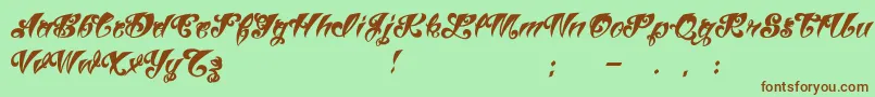 Шрифт VtcTattooscriptthree – коричневые шрифты на зелёном фоне