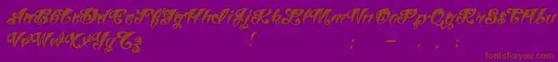 フォントVtcTattooscriptthree – 紫色の背景に茶色のフォント