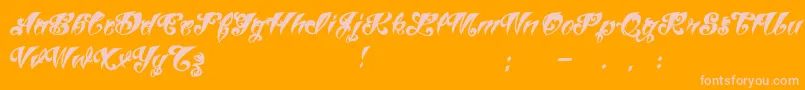 VtcTattooscriptthree-Schriftart – Rosa Schriften auf orangefarbenem Hintergrund