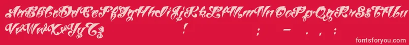 VtcTattooscriptthree Font – Pink Fonts on Red Background