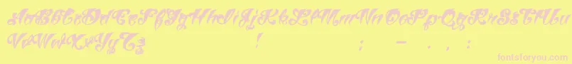 VtcTattooscriptthree Font – Pink Fonts on Yellow Background