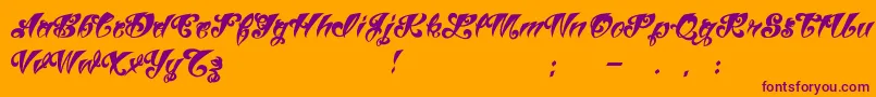 VtcTattooscriptthree-Schriftart – Violette Schriften auf orangefarbenem Hintergrund