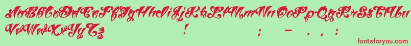 VtcTattooscriptthree Font – Red Fonts on Green Background