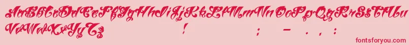 フォントVtcTattooscriptthree – ピンクの背景に赤い文字