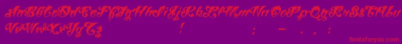 VtcTattooscriptthree Font – Red Fonts on Purple Background