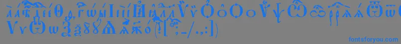 フォントStarouspenskayaUcsSpacedout – 灰色の背景に青い文字