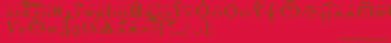 StarouspenskayaUcsSpacedout-fontti – ruskeat fontit punaisella taustalla