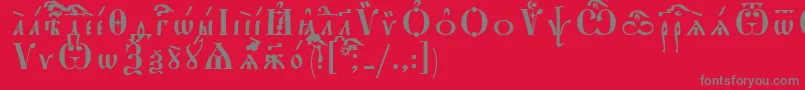 フォントStarouspenskayaUcsSpacedout – 赤い背景に灰色の文字