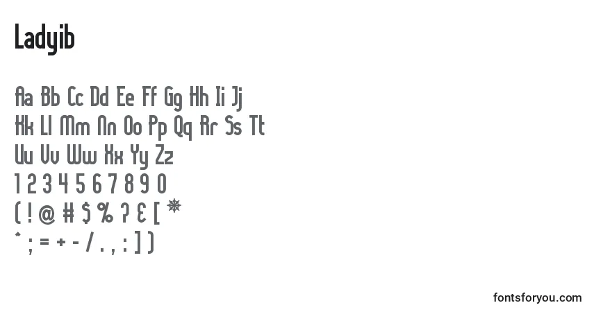 Schriftart Ladyib – Alphabet, Zahlen, spezielle Symbole