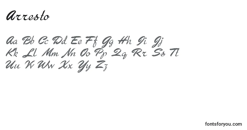 Schriftart Arresto (71134) – Alphabet, Zahlen, spezielle Symbole