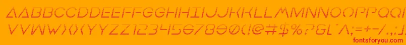 Earthorbitergradital-Schriftart – Rote Schriften auf orangefarbenem Hintergrund