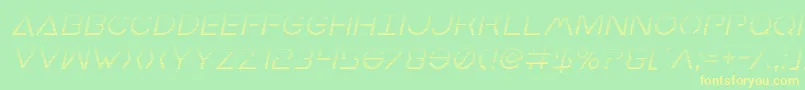 フォントEarthorbitergradital – 黄色の文字が緑の背景にあります