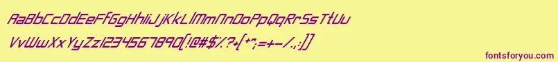 NeonNanoborgItalic Font – Purple Fonts on Yellow Background