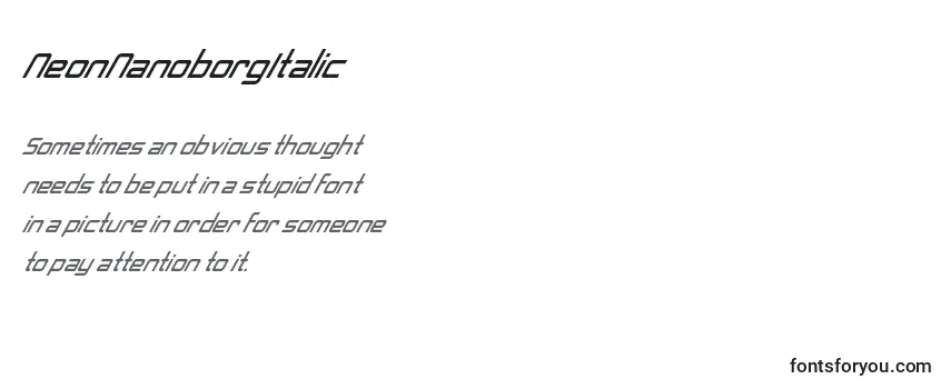 Review of the NeonNanoborgItalic Font