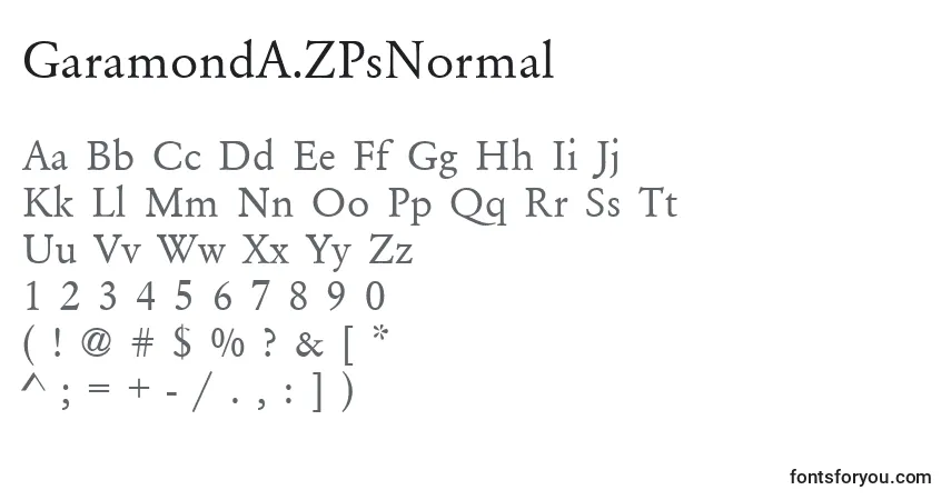 GaramondA.ZPsNormal-fontti – aakkoset, numerot, erikoismerkit