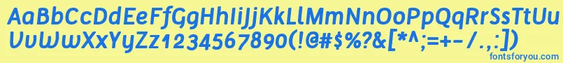 TelluralBoldItalic-Schriftart – Blaue Schriften auf gelbem Hintergrund