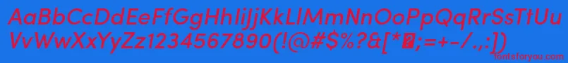 SofiaProMediumItalic Font – Red Fonts on Blue Background