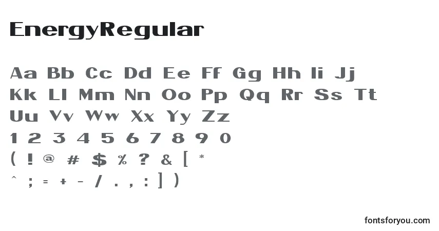 Шрифт EnergyRegular – алфавит, цифры, специальные символы