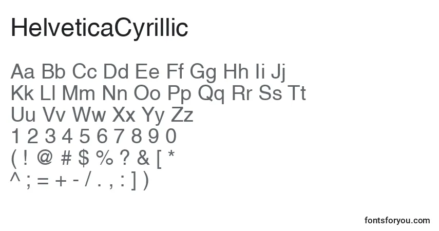 A fonte HelveticaCyrillic – alfabeto, números, caracteres especiais