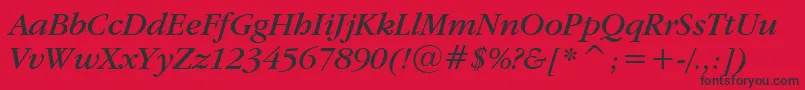 GaramondItcBookItalicBt-fontti – mustat fontit punaisella taustalla