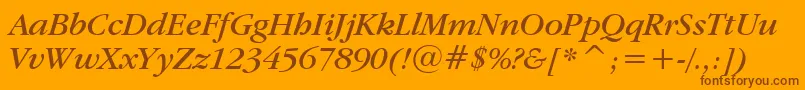 GaramondItcBookItalicBt Font – Brown Fonts on Orange Background
