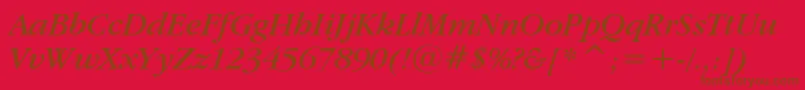 GaramondItcBookItalicBt Font – Brown Fonts on Red Background