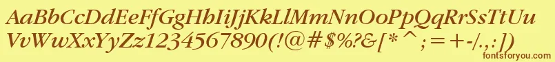 GaramondItcBookItalicBt Font – Brown Fonts on Yellow Background