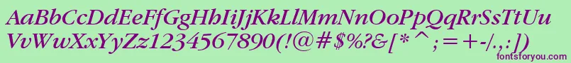 GaramondItcBookItalicBt Font – Purple Fonts on Green Background