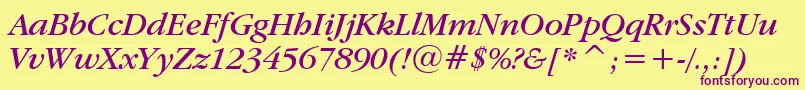 GaramondItcBookItalicBt Font – Purple Fonts on Yellow Background