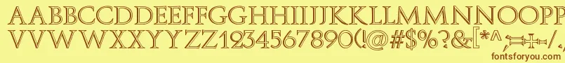 Delfin Font – Brown Fonts on Yellow Background