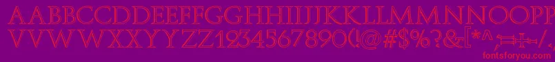 Delfin-Schriftart – Rote Schriften auf violettem Hintergrund