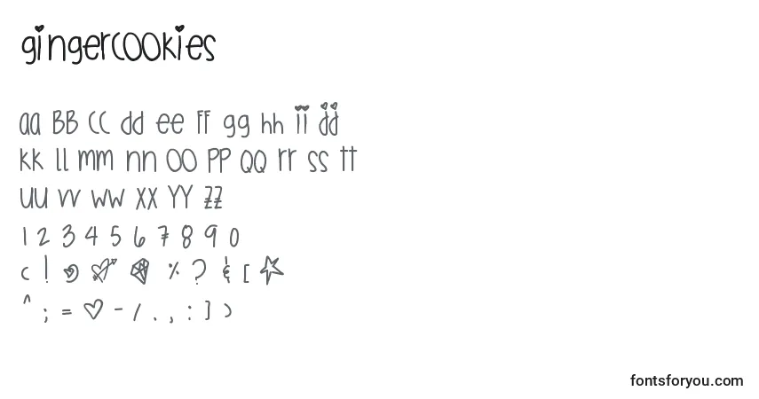 A fonte Gingercookies – alfabeto, números, caracteres especiais