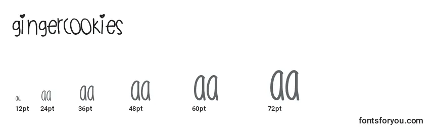 Gingercookies Font Sizes