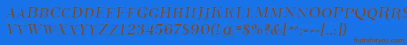 フォントSfphosphorussulphide – 茶色の文字が青い背景にあります。