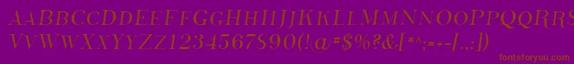 Sfphosphorussulphide-Schriftart – Braune Schriften auf violettem Hintergrund