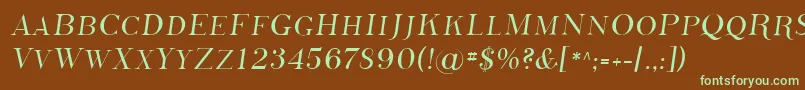 フォントSfphosphorussulphide – 緑色の文字が茶色の背景にあります。