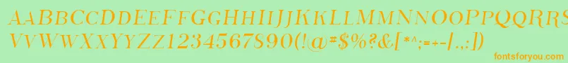 フォントSfphosphorussulphide – オレンジの文字が緑の背景にあります。