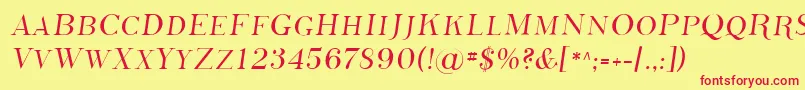 Czcionka Sfphosphorussulphide – czerwone czcionki na żółtym tle