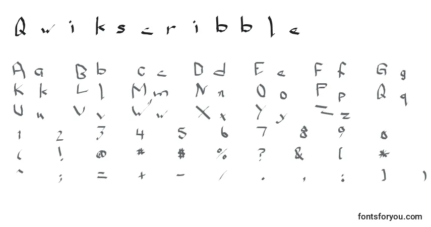 Qwikscribble-fontti – aakkoset, numerot, erikoismerkit